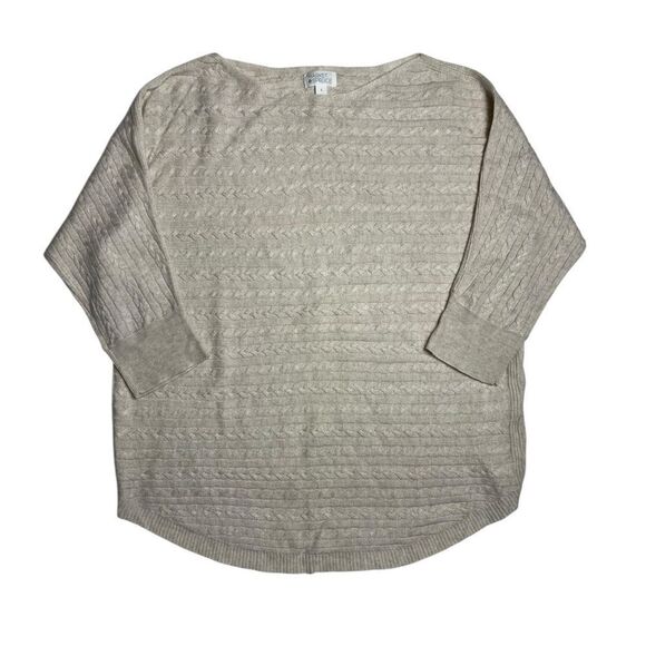 Market & Spruce Cashmere Blend Cable Knit Sweater Cream Size Large - Picture 1 of 5